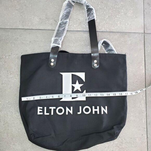 Elton John Black Canvas Tote Bag Concert Farewell Yellow Brick Road Tour Travel - Picture 4 of 4